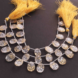 1 Strand Golden Rutile Faceted Briolettes - Oval Shape Briolettes  15mmx11mm- 8 Inches BR01567 - Tucson Beads