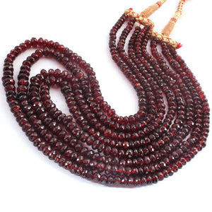 4 Strands Of Genuine Mozambique Garnet Necklace - Faceted Rondelle Beads - Rare & Natural Necklace - Stunning Elegant Necklace - SPB0004 - Tucson Beads