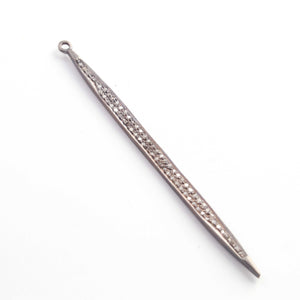 1 Pc Pave Diamond Long Spike Charm 925 Sterling Silver Single Bail Pendant - 60mmx3mm Pdc454 - Tucson Beads