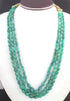 275ct. 3 Strands Emerald Smooth Oval Shape Necklace , Emerald Smooth Oval Beads, Emerald Necklace - SPB0011