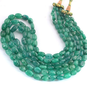 275ct. 3 Strands Emerald Smooth Oval Shape Necklace , Emerald Smooth Oval Beads, Emerald Necklace - SPB0011 - Tucson Beads