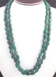 640cts .2 Strands Natural Emerald Smooth Oval Necklace , Natural Emerald Beads, Emerald Necklace - SPB0010 - Tucson Beads