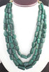 1680ct.3 Strand Dyed Emerald Smooth Assorted Shape Necklace , Dyed Emerald Smooth Assorted Beads, Emerald Necklace - SPB0014