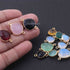 11 Pcs Mix Stone Faceted Heart Shape 24k Gold Plated Connector  - 21mmx15mm-14mmx11mm PC055