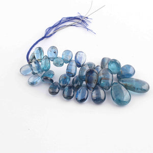 1 Strand Natural Royal Blue Moss Kyanite  Smooth Briolettes -Pear Shape Briolettes - 5mmx10mm-19mmx10mm - 5 Inches BR1593 - Tucson Beads