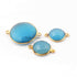 3 Pcs Blue Chalcedony 24k Gold Plated Faceted Round Shape Double Bail Connector  29mmx22mm-21mmx14mm PC833