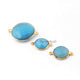 3 Pcs Blue Chalcedony 24k Gold Plated Faceted Round Shape Double Bail Connector  29mmx22mm-21mmx14mm PC833 - Tucson Beads