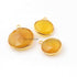 3 Pcs Lemon Quartz Faceted  24k Gold Plated Faceted Round Shape Pendant - 23mmx20mm-18mmx15mm PC814