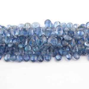 1 Long Strand Blue kyanite Faceted Briolettes -Pear Shape Briolettes - 4mmx6mm-11mmx8mm - 8 Inches BR2620 - Tucson Beads