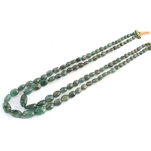 265  Carats 2 Strands Of Precious Genuine Emerald Necklace - Smooth oval  Beads - Rare & Natural Emerald Necklace - Stunning Elegant Necklace SPB0036 - Tucson Beads
