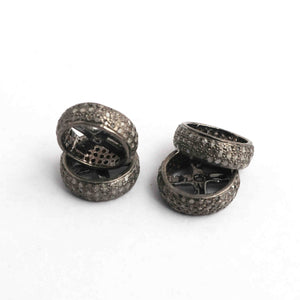 1 Pc Pave Diamond Three Step Designer Spacer Beads -- Pave Jewelry Over 925 Sterling Silver 12mm PDC722 - Tucson Beads