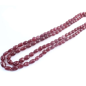 420 Ct. 2 Strands Of Genuine Ruby Necklace - Smooth Oval Beads - Rare & Natural Necklace - Stunning Elegant Necklace - SPB0041 - Tucson Beads
