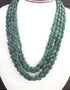 850  Carats 4 Strands Of Precious Genuine Emerald Necklace - Smooth oval  Beads - Rare & Natural Emerald Necklace - Stunning Elegant Necklace SPB0042