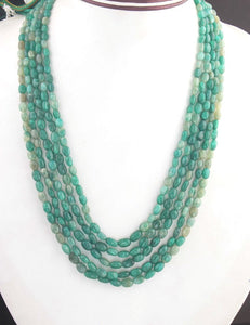 420ct.5 Strand Dyed Emerald Smooth Oval Shape Necklace , Dyed Emerald Smooth Oval Beads, Emerald Necklace - BR2301 - Tucson Beads