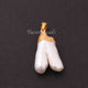 1 Pc Mother Of pearl 24k Gold Electroplated Pendant- White pearl Pendant  -35mmx15mm PC936 - Tucson Beads