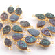 10 Pcs Mystic Mix Druzy Pear 925 Sterling Vermeil Double Bail Connector - 18mmx9mm-16mmx7mm SS1146 - Tucson Beads
