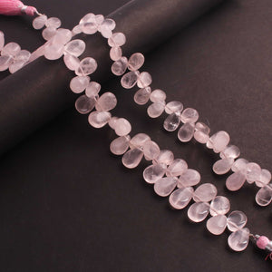 1 Long Rose Quartz Smooth  Briolettes - Pear Shape Briolettes  9mmx7mm-14mmx8mm- 8 Inches BR1359 - Tucson Beads
