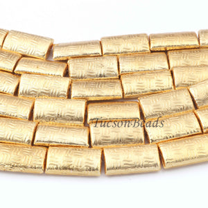 1 Strand 24k Gold Plated Designer Copper Casting Rectangle Shape Beads stamped gold plated - Copper Jewelry - 27mmx15mm - 8 Inches GPC0002 - Tucson Beads