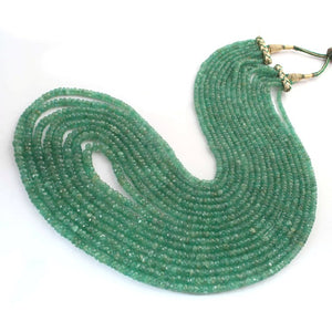 550  Carats 8  Strands Of Precious Genuine Emerald Necklace - Faceted Rondelle Beads - Rare & Natural Emerald Necklace - Stunning Elegant Necklace SPB0024 - Tucson Beads