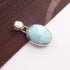 1 Pc Genuine and Rare Larimar Oval Pendant - 925 Sterling Silver - Gemstone Pendant 24mmx16mm SJ001