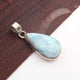 1 Pc Genuine and Rare Larimar Pear Pendant - 925 Sterling Silver - Gemstone Pendant 31mmx16mm SJ002 - Tucson Beads