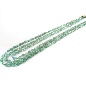 190  Carats 3 Strands Of Precious Genuine Emerald Necklace - Smooth oval  Beads - Rare & Natural Emerald Necklace - Stunning Elegant Necklace SPB0026 - Tucson Beads