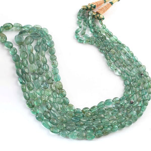 190  Carats 3 Strands Of Precious Genuine Emerald Necklace - Smooth oval  Beads - Rare & Natural Emerald Necklace - Stunning Elegant Necklace SPB0026 - Tucson Beads