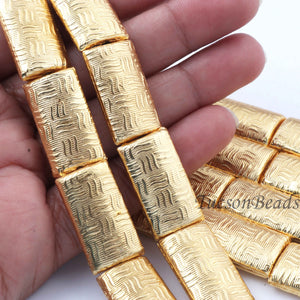 1 Strand 24k Gold Plated Designer Copper Casting Rectangle Shape Beads - Copper Jewelry - 30mmx15mm - 8 Inches GPC0003 - Tucson Beads