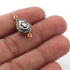 1 Pc Pave Diamond With Rosecut Diamond 925 Sterling Vermeil Pear Double Bail Connector- Polki Connector -Size: 20mmx10mm-PDC1052
