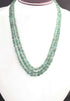 175  Carats  3 Strand AAA Quality Emerald Smooth oval  beads Ready To Wear Necklace - Emerald Oval Beads 4mmx3mm-9mmx5mm 18 Inch SPB0032