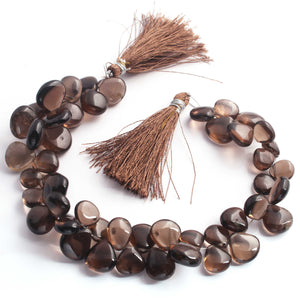 1  Strand Smoky Quartz Smooth  Briolettes -Heart Shape  Briolettes  8mm-14mm- 10 Inches BR3904 - Tucson Beads