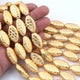 1 Stands 24K Gold Plated  Designer Oval Shape Beads , Copper Beads -Copper Jewelry -25mmx13mm -8.5 inch GPC0012 - Tucson Beads