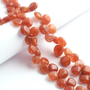 1 Long Sunstone Smooth Briolettes - Heart Shape Briolettes - 11mm-15mm-9.5 Inches BR1318 - Tucson Beads