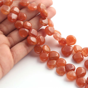 1 Long Sunstone Smooth Briolettes - Heart Shape Briolettes - 11mm-15mm-9.5 Inches BR1318 - Tucson Beads