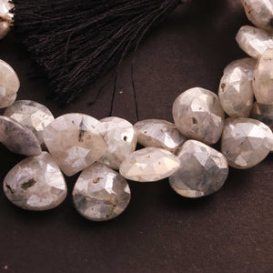 1 Strands  Light Grey Silverite Faceted Briolettes - Heart Shape  Briolettes - 13mm-16mm 7 Inches BR397 - Tucson Beads