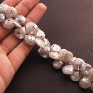1 Strands  Light Grey Silverite Faceted Briolettes - Heart Shape  Briolettes - 13mm-16mm 7 Inches BR397 - Tucson Beads