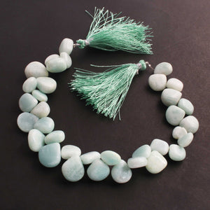 1 Strand Amazonite Smooth  Briolettes - Amazonite Heart Shape Beads -9mm-16mm 9.5 Inches BR2687 - Tucson Beads