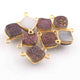 8 Pcs Mystic Pink Druzy Cushion 925 Sterling Vermeil Double Bail Connector - 16mmx11mm- SS1142 - Tucson Beads