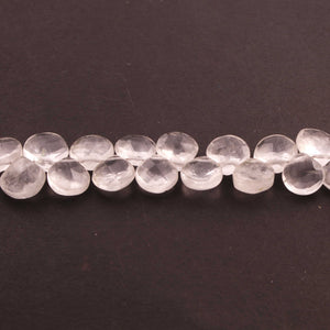 1 Strands Crystal Quartz Faceted Briolettes - Heart Shape Beads 8mmx9mm-11mmx11mm 7 Inches BR362 - Tucson Beads