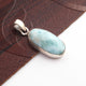 1 Pc Genuine and Rare Larimar Oval shape Pendant - 925 Sterling Silver - Gemstone Pendant 28mm-13mm SJ057 - Tucson Beads