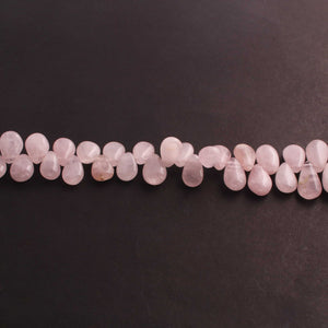1 Long Rose Quartz Smooth  Briolettes - Pear Shape Briolettes  11mmx8mm-16mmx9mm- 8 Inches BR1374 - Tucson Beads