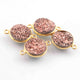 4 Pcs Mystic Pink Druzy Round 925 Sterling Vermeil Double Bail Connector - 18mmx13mm--SS1165 - Tucson Beads