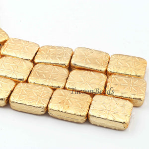 1 Strand 24k Gold Plated Designer Copper Casting Square Shape Beads Stamped Finessed  gold plated - Copper Jewelry - 20mmx16mm - 8 Inches GPC0009 - Tucson Beads