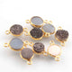 9 Pcs Mystic Mix Druzy Round 925 Sterling Vermeil Double Bail Connector - 15mmx9mm- SS1155 - Tucson Beads