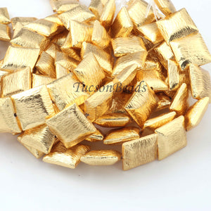 1 Stands Gold Plated Designer Copper Square Shape Beads, Copper Beads, Jewelry Making, 16mm, 8 inches BulkLot- GPC0001 - Tucson Beads