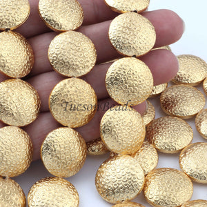 1 Stands Beads Designer Round Coin Shape Beads,Casting Copper Beads -Copper Jewelry -20mm-8 inch GPC0007 - Tucson Beads