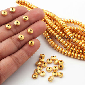 2 Strands 24k Gold Plated Designer Copper Casting Round Beads - 6mm, 8 Inches GPC0017 - Tucson Beads