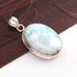 1 Pc Large Genuine and Rare Larimar Oval Shape Pendant - 925 Sterling Silver - Gemstone Pendant 39mmx25mm-10mmx5mm SJ154