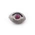 1 Pc Pave Diamond Ruby Evil Eye Bead- Evil Eye Bead-Double Sided Bead -925 Sterling Silver-20mmx14mm PDC1059