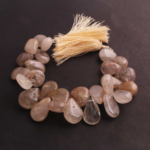 1  Long Strand  Golden Rutile Smooth Briolettes -Pear Shape  Briolettes - 13mmx11mm-22mmx14mm-8 Inches BR2706 - Tucson Beads